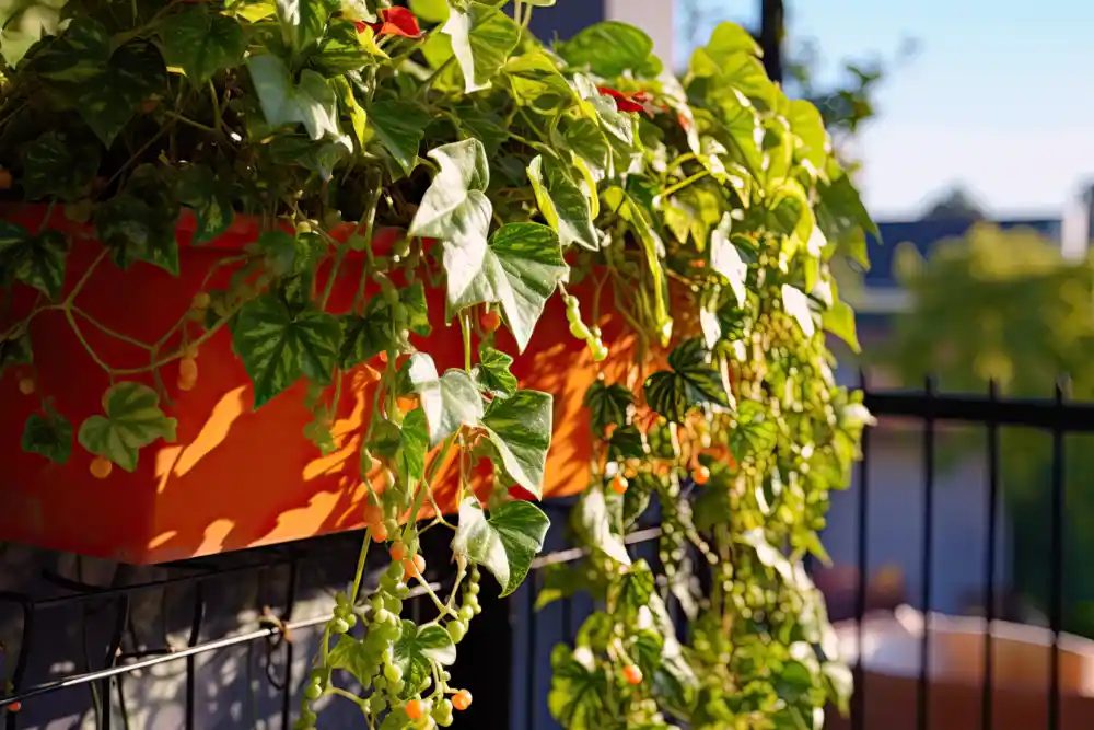 Immergrüne Pflanzen für den Balkon: Efeu wächst im Blumenkasten
